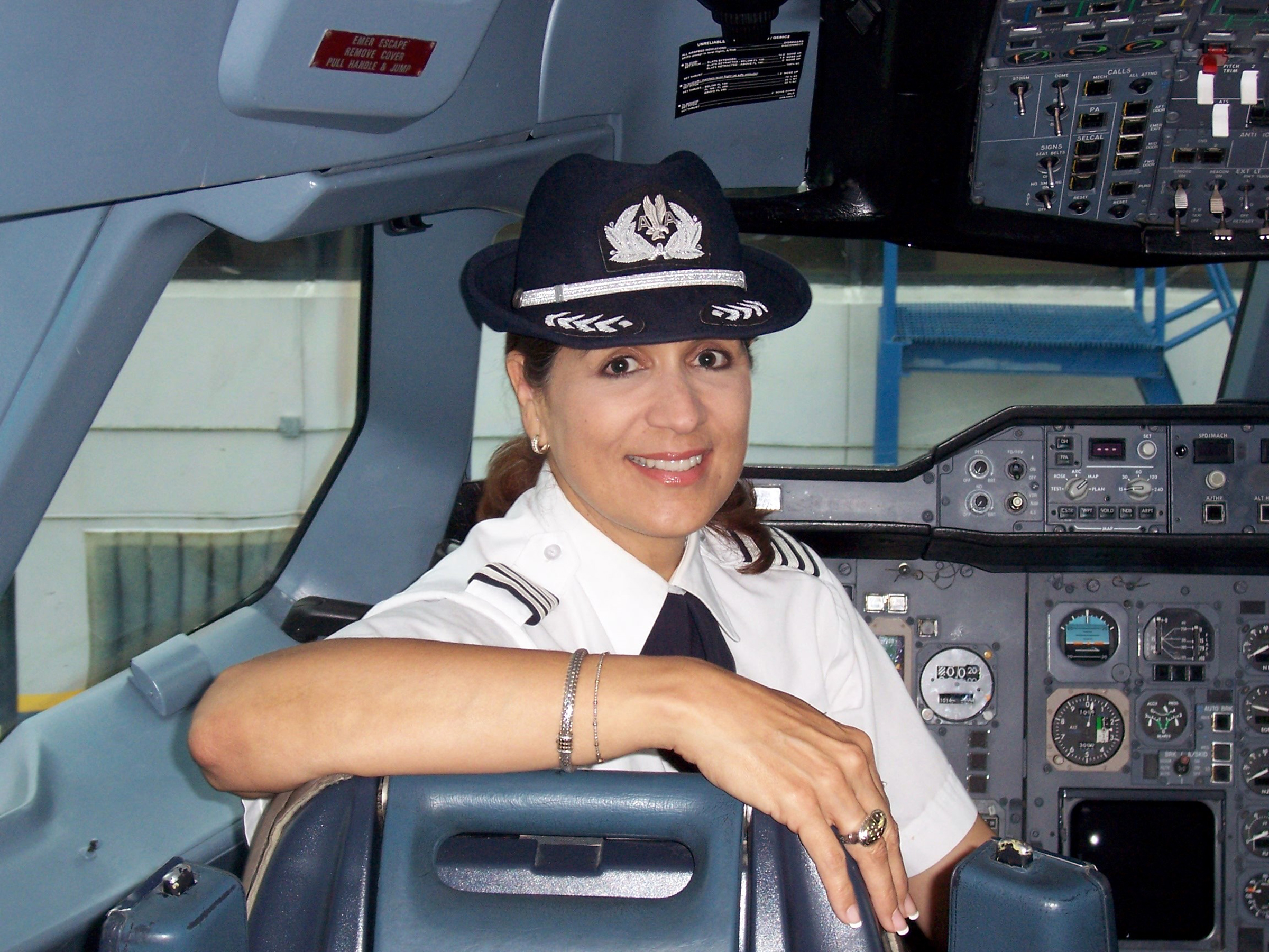 Custodio in the cockpit of an aircraft.